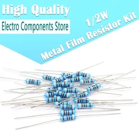 300pcslot 30values 12w 1k820k ohm resistance 1 metal film resistor resistance assortment kit set diy electronic kit