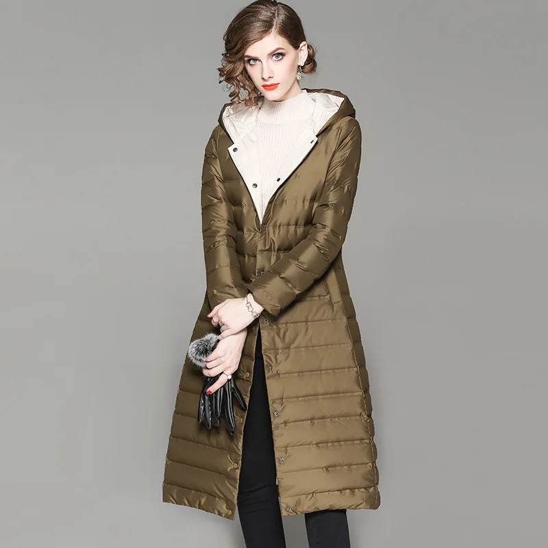 

Качественная пуховая одежда для женщин средней длины для отдыха на зиму 2019 белый утиный пух женская верхняя одежда с капюшоном