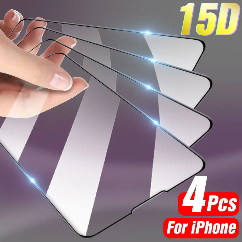 

Защитное стекло для iPhone, Защитное стекло для iPhone 11 Pro XS Max XR X 13 12 Pro Max Mini 7 8 6S SE 2020, 4 шт.
