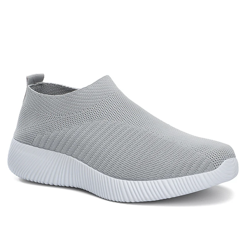 Женские кроссовки без шнуровки сетчатые мягкие сникерсы на плоской подошве с