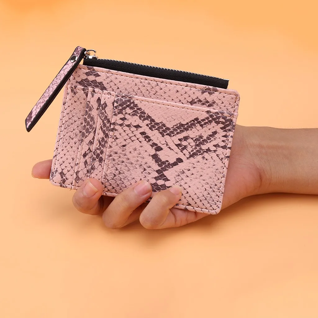 Женские кошельки со змеиным принтом модный короткий бумажник кредитница с