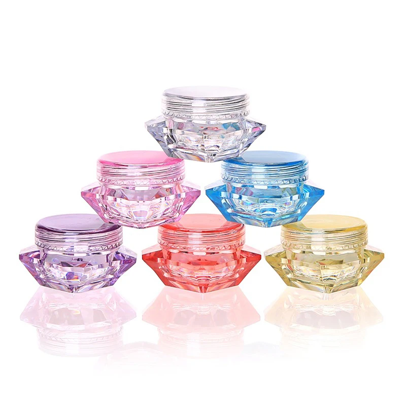 100pcs 3g 5g Diamond Shape Cosmetic Container Makeup Cream Nail Art Lip Balm Refillable Bottle Portable Plastic Jar Vials