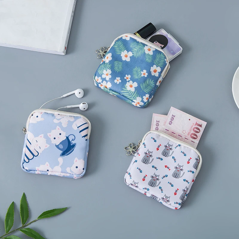 

Women Coin Purse Mini Children Girl Coin Wallet Card USB Cable Bag Key Wallet Lipstick Sanitary Napkin Earphone Storage Bags