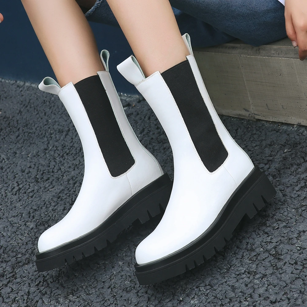 

Sarairis 2020 Fashion New Genuine Cow Leather Street Cool Motorcycle Boots Woman Shoes Comfy Spring Autumn Platform Shoes Ladies