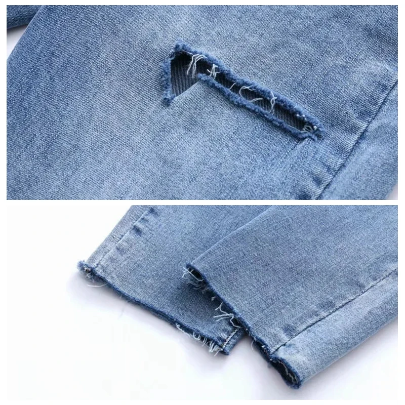 

Hot Sale Stretch Plus Size Black Jeans Jeans Woman High Waist Vintage Cotton Autumn Winter Ripped Jeans for Women