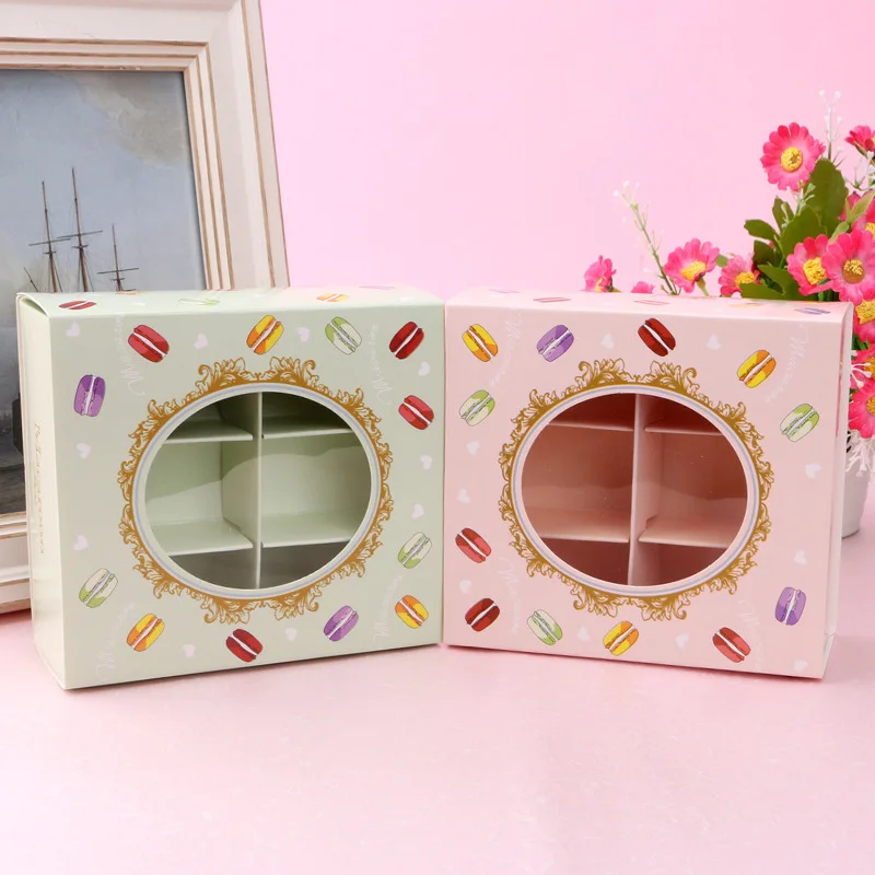 

20Pcs Macarons Box with Transparent Window Dessert Macarons Pastry Packaging Boxes Event Party Supplies Dec
