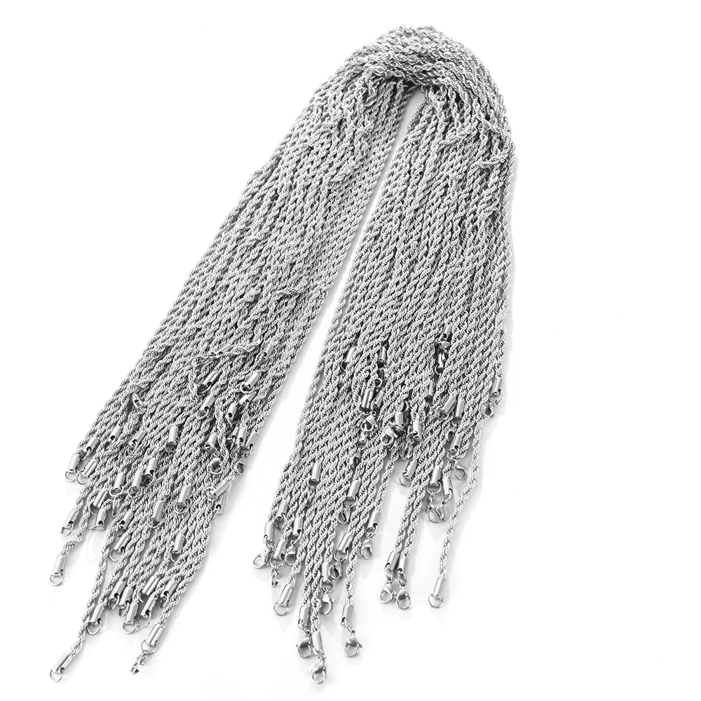 

2pcs/lot Stainless Steel Gold Color Width 2.5mm 4mm Twist Chain For Men Women DIY Fashion Jewelry Necklaces Wholesale Bulk
