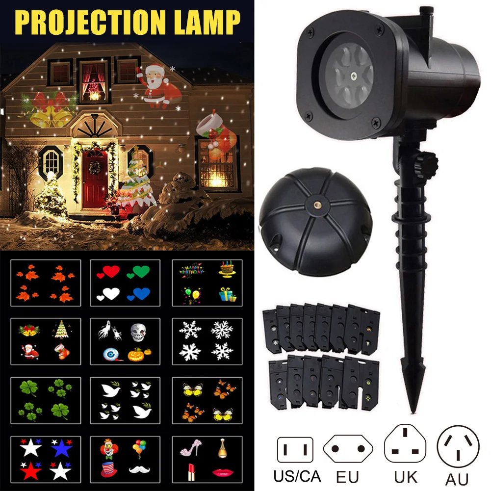 

12 Pattern Landscape Projector Move LED Xmas Garden Stage Party Light Christmas Projection Lamp KSI999