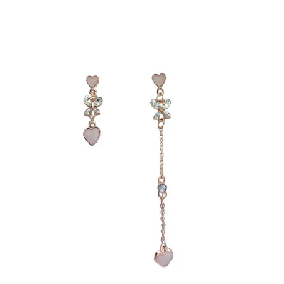 

2020 fashion new asymmetric heart shaped Tassel Earrings Korean elegant high quality Earrings