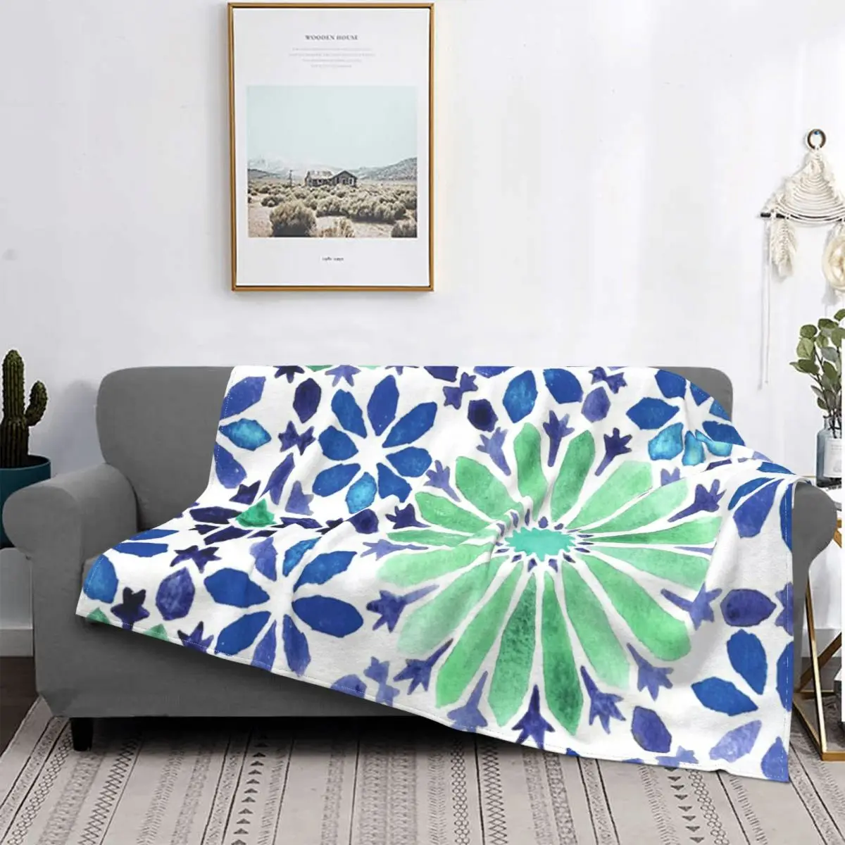 

Manta de azulejos marroqui coloridos, para cama colcha, alfombra a cuadros de Anime, manta con капуcha, ropa de cama y fundas