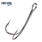 FISH KING 20 шт., двойной рыболовный крючок в виде лягушки, 12468 #, из высокоуглеродистой стали, для вязания мух, червя, силиконовые крючки для приманки