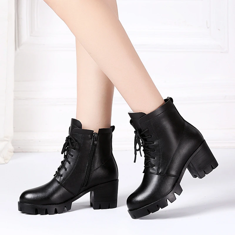 Женские сапоги из натуральной кожи модель 2019 года теплые зимние на высоком