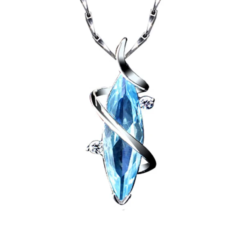 Женское ожерелье с подвеской из серебра 925 пробы сапфиром |