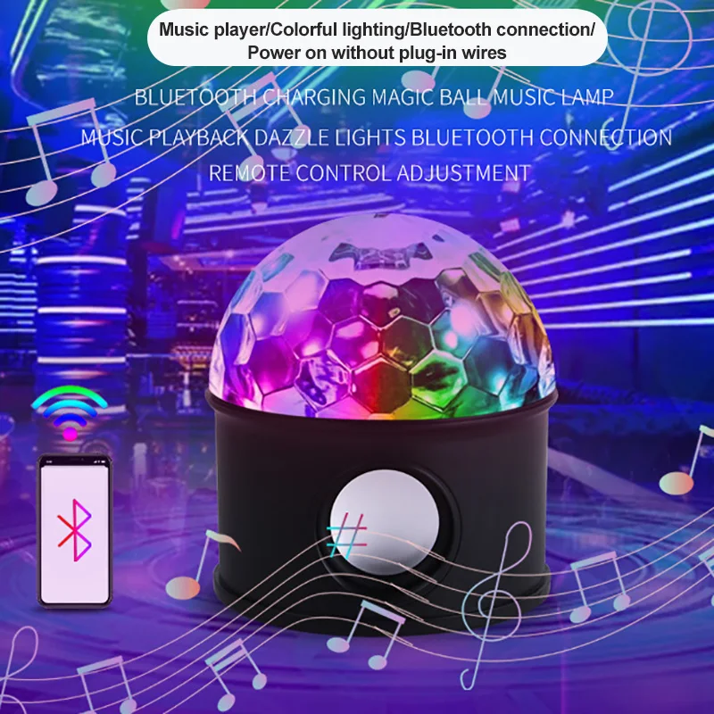 

LED Bluetooth Music Light Rechargeable Colorful Crystal Magic Ball Light Stage Laser Projection Lamp For Party DJ Disco Decor