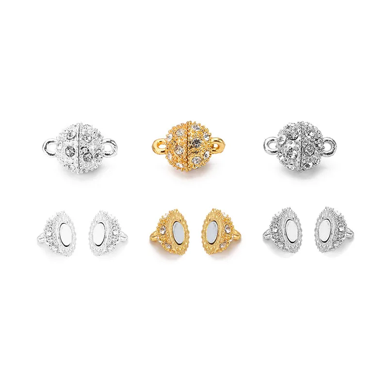

5set Copper Metal Magnetic Clasps for Bracelets Findings Gold Silver Color Crystal Cord End Connectors Clasps Jewelry Diy Making