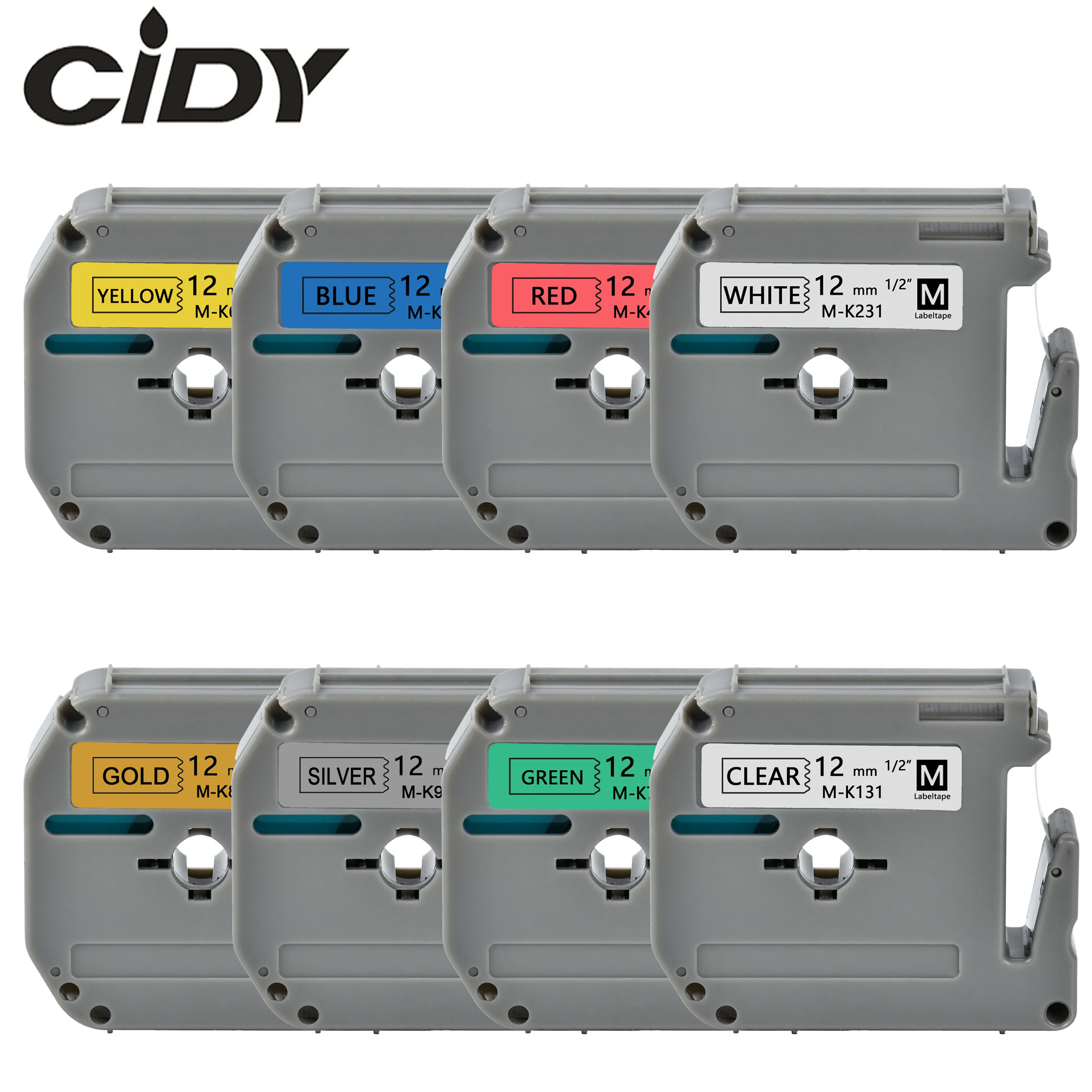 Термоклейкая лента 8 цветов для печати этикеток Brother P-touch MK231 12 мм в наличии на