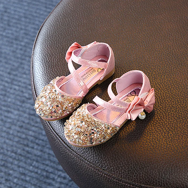 

Hot Sale New Fashion Kids Girls Sequin Bow Sandals Children Sandals Summer Girl Sweet Princess Sandals Shoes