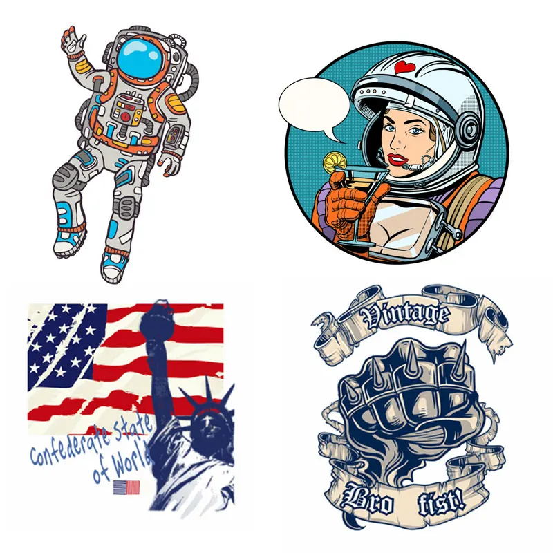 Наклейки с космосом и национальным флагом ZOTOONE для одежды железной передачей