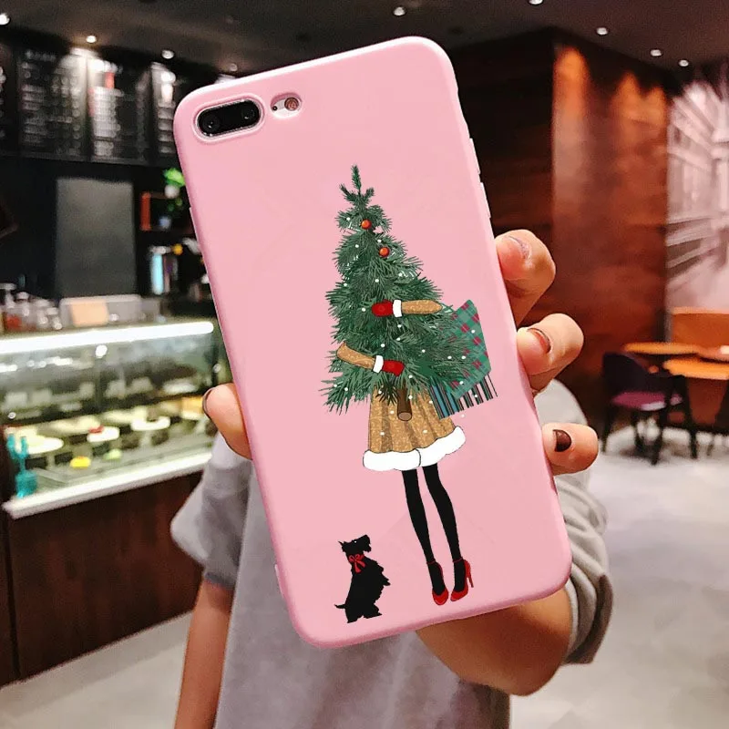 Веселый Рождественский чехол Vogue girl для iPhone 11 Pro Max новогодний розовый мягкий чехол для телефона с лосем для iPhone X 6 6S 7 8 Plus Xs XR XS MAX - Цвет: PINK TPU