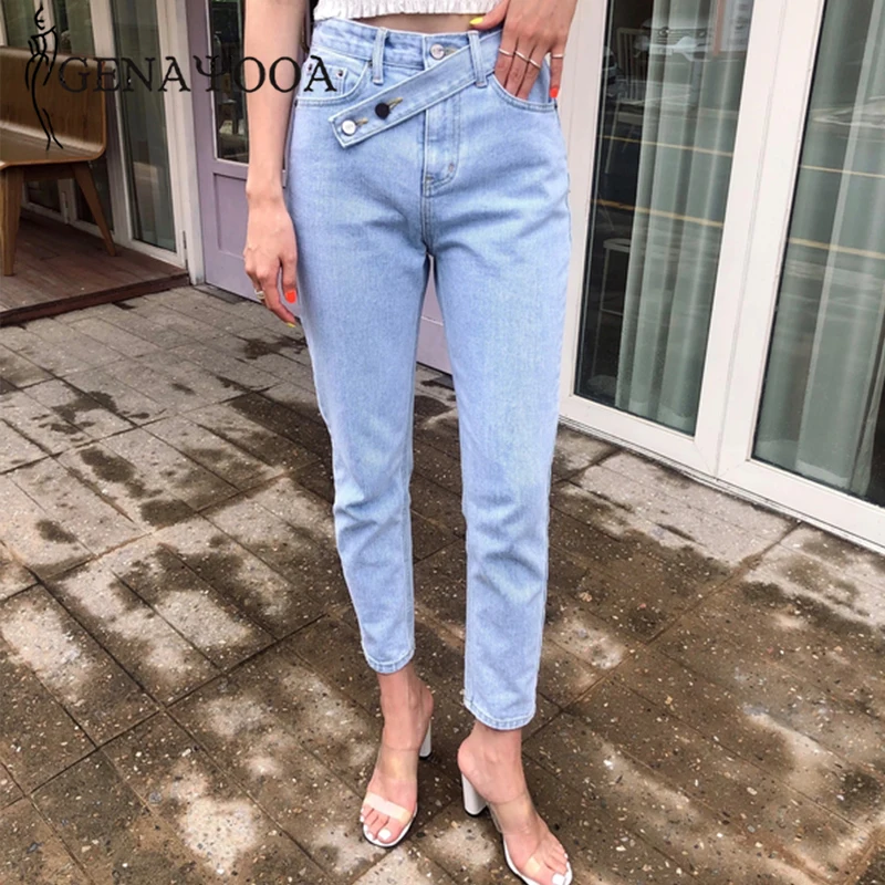Джинсы для женщин в стиле бойфренд genayoa с высокой талией повседневные шаровары