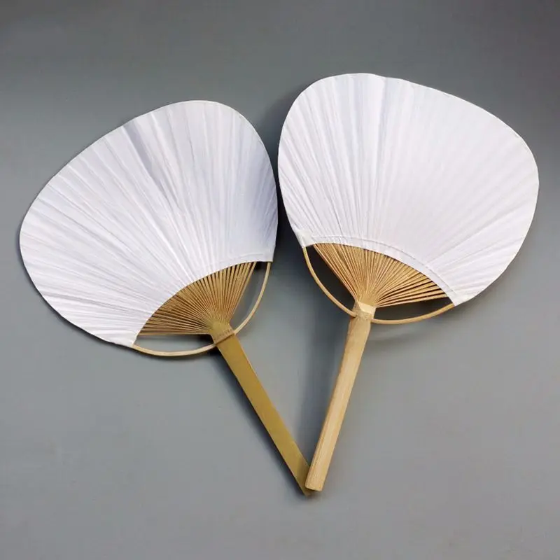 

20pcs Pure white bamboo handle blank calligraphy painting blank group fan white fan summer
