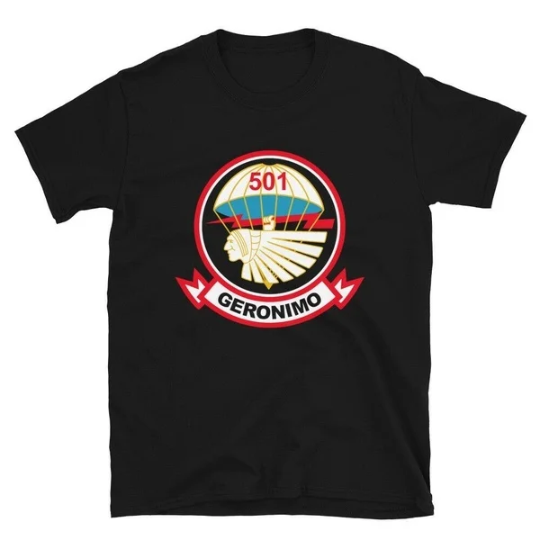 

Geronimo 501st Airborne Parachute Infantry Regiment US Army Paratroopers T-Shirt