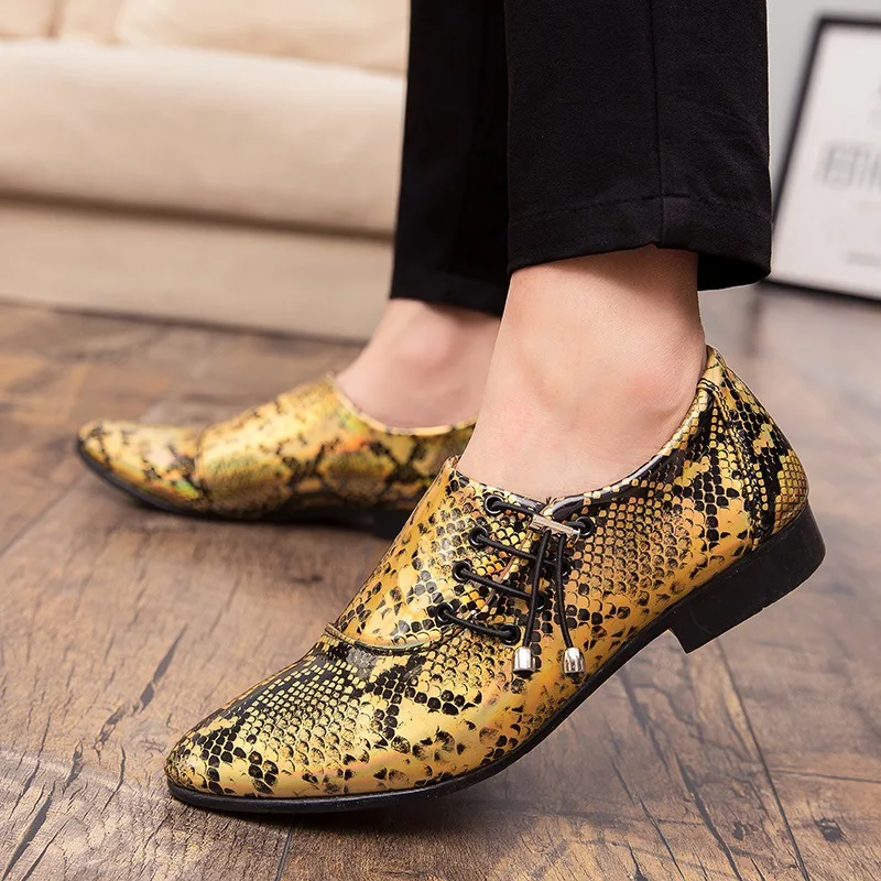 2020 г. роскошная мужская обувь повседневная с острым носком модная леопардовая