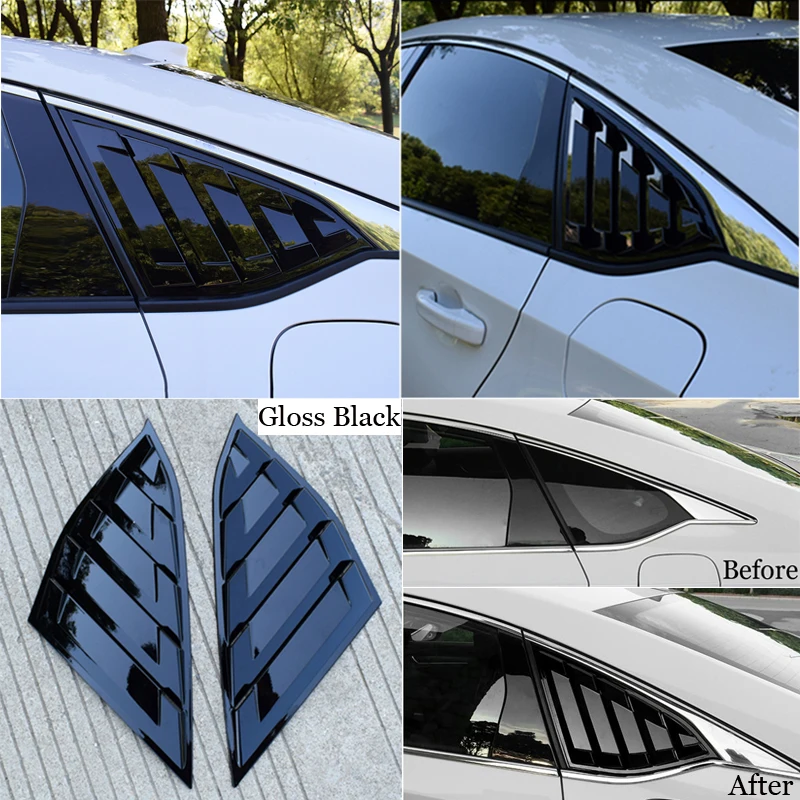 

Quarter Window 47* 20.3cm Side Decor Rear Trim ABS Set Gloss Black New Sale
