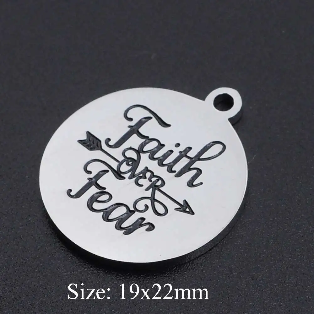 5 шт./лот 100% нержавеющая сталь вера над страхом Подвески оптовая продажа никогда