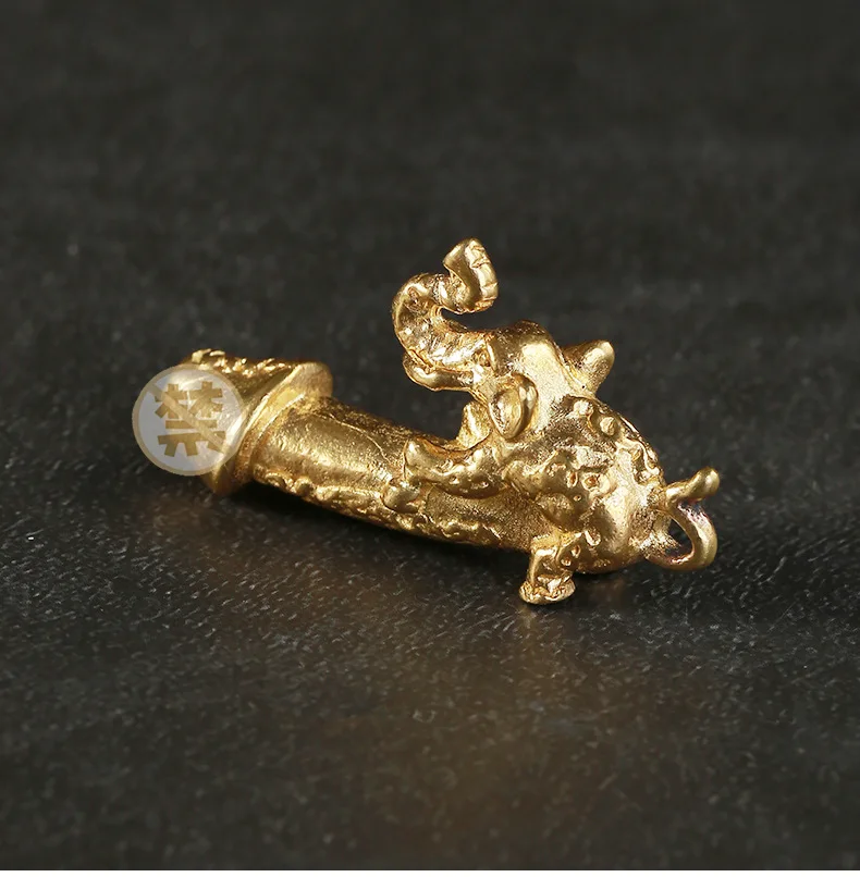 Винтажная твердая латунь мужской Слон Ремесло DIY кулон Настольный орнамент