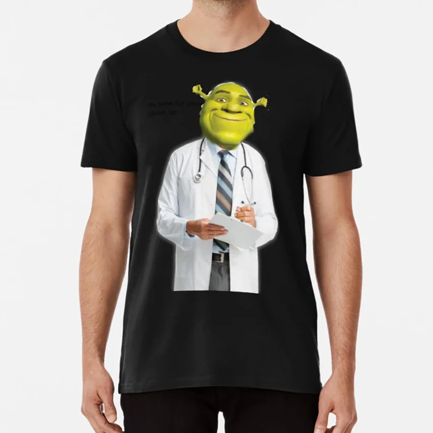 Черный Футболка Shrek Check up meme shrek memes dank memes doctor swamp phototshop edits - Цвет: Черный