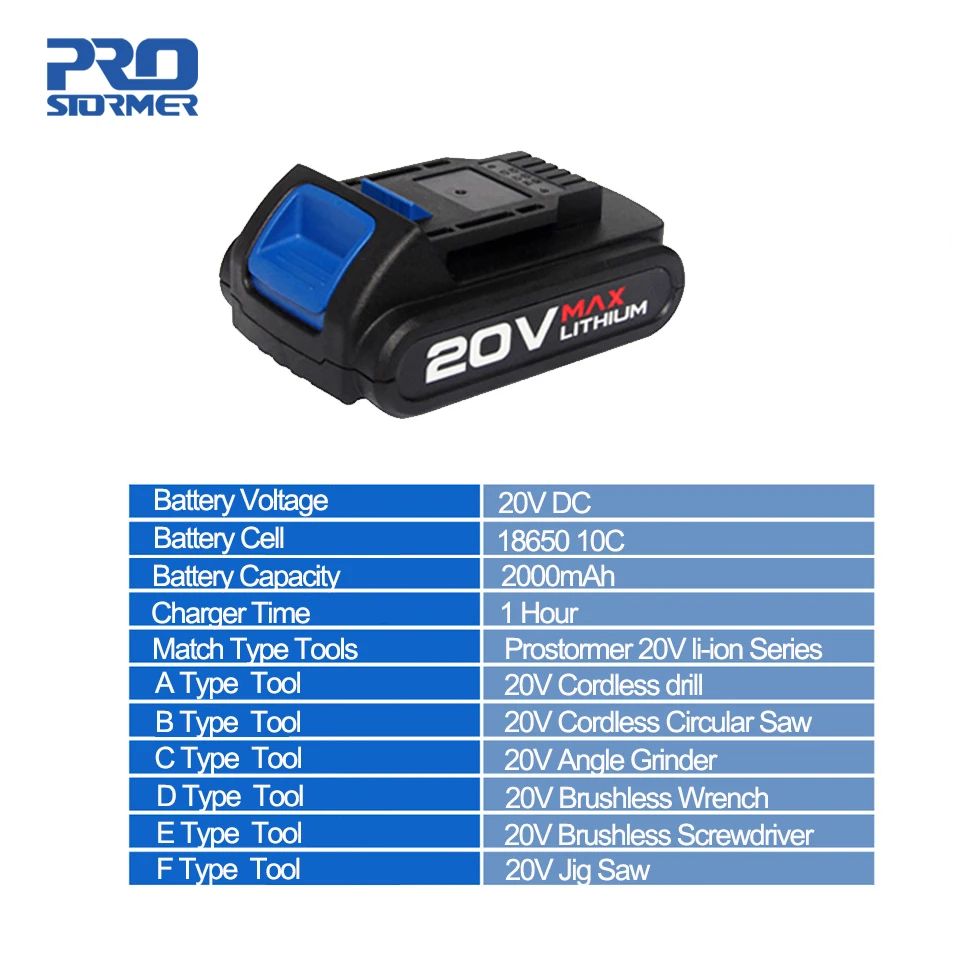 PROSTORMER News 2000 mAh/4000 mAh работает на 20V литий ионная серия беспроводной Dirll/бесщеточный