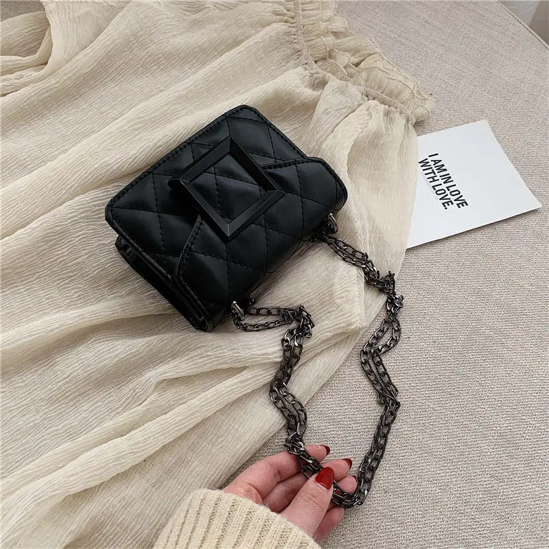 

Bag Chain Bag New Fashion Diamond Hundred with A Sloping One-shoulder Small Square Bag