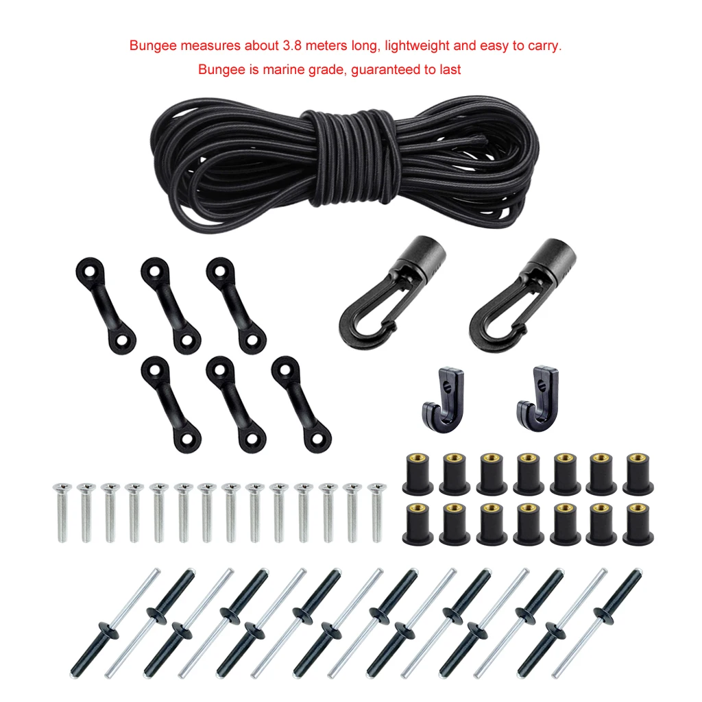 

Marine Products Expanded Deck Rigging Kit Accessory Elastic Rope Bungee Nylon C and J Buckle for Kayaks Canoes Boat Accessories