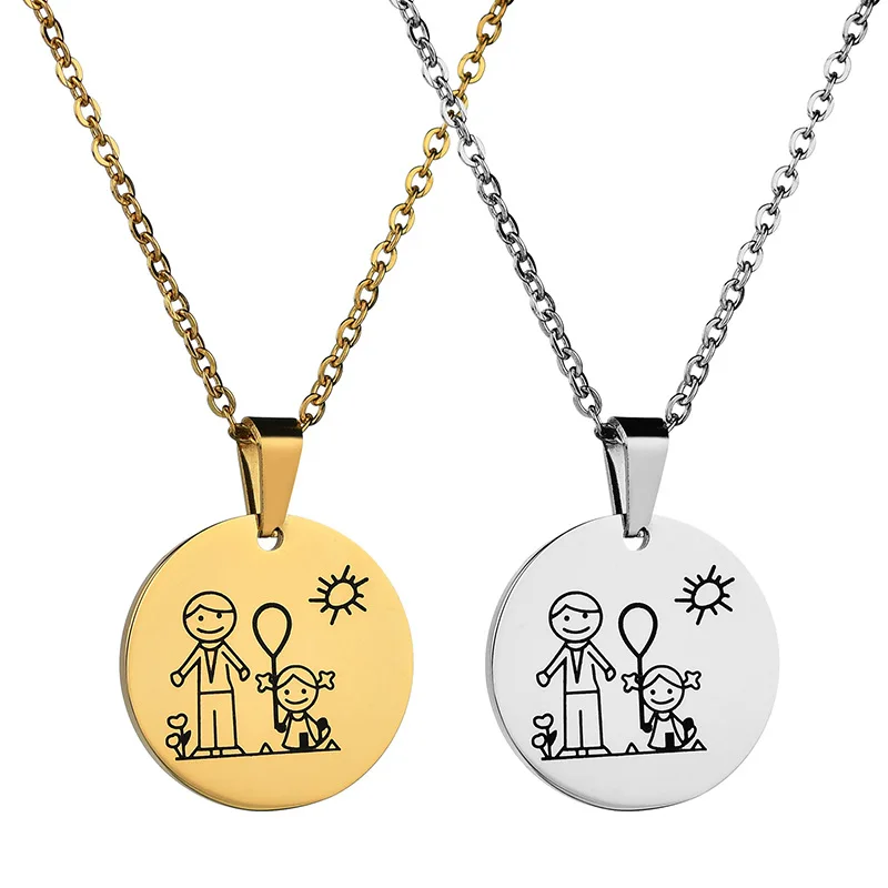 Прекрасный 316L нержавеющая сталь семейное ожерелье и кулон для мамы папы сына