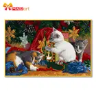 вышивка крестом наборы рукоделие наборы для рукоделия 11CT водорастворимые картины из холста 14CT рождественские животные кошка игра-NCMC066