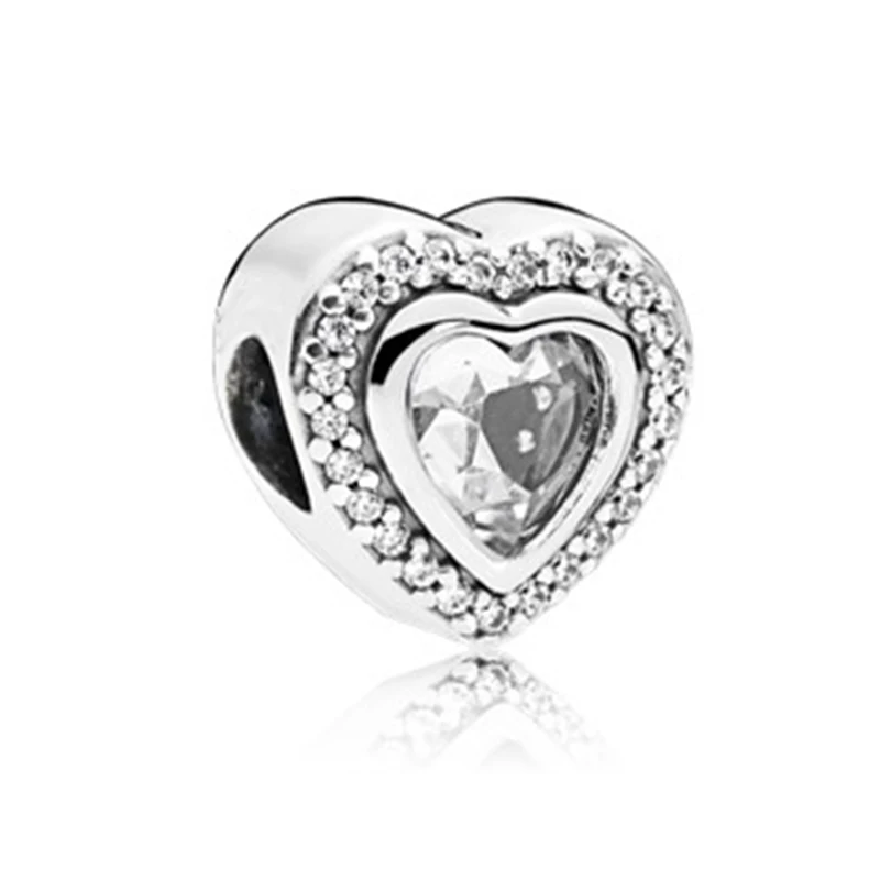 

New Magical Unicorn Blue Zirconia Heart Love Sparkling Beads Fit Pandora Charms Silver Plated Bracelet DIY Original Jewelry Girl