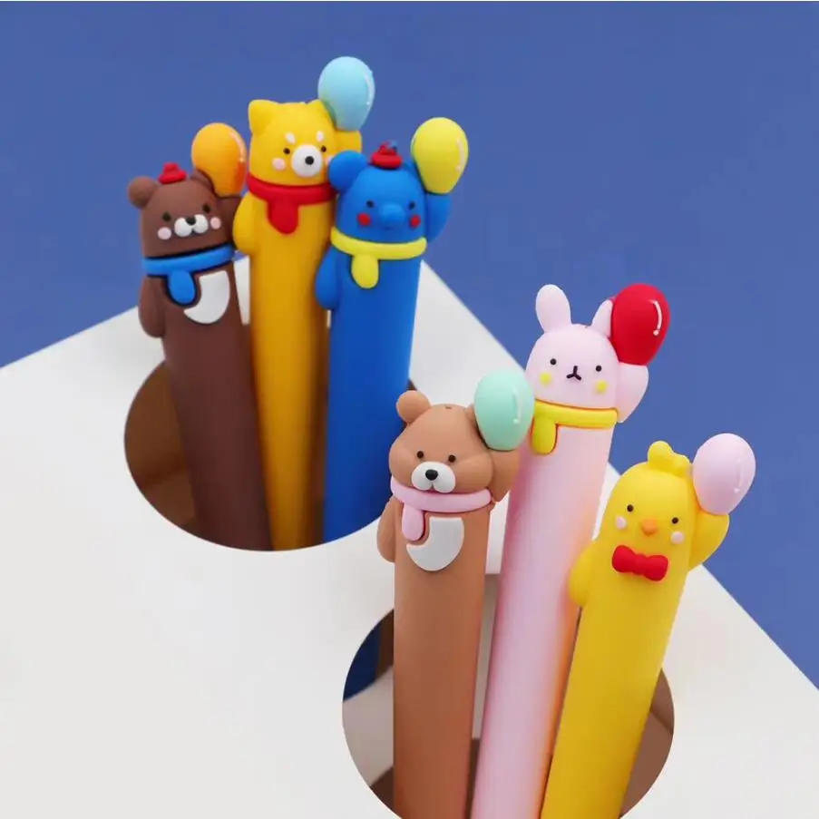 

24 pcs/lot Creative Balloon Animals Gel Pen Cute 0.5 mm black ink Signature Pens School Office writing Supplies Promotional Gift