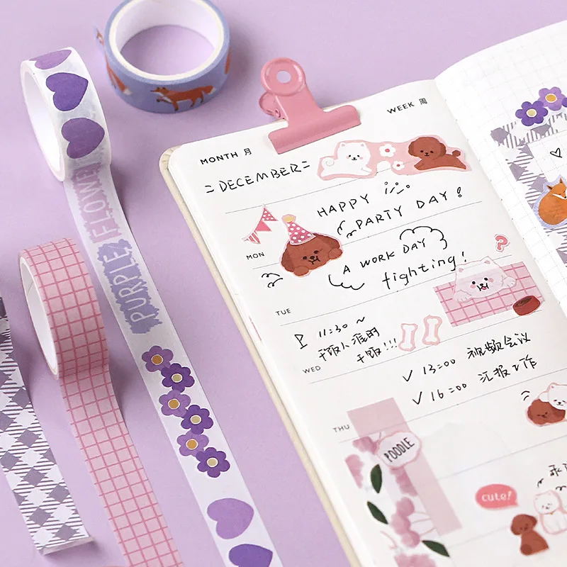 4 рулона/упаковка Цвет головоломки животных Сетка декоративная лента васи