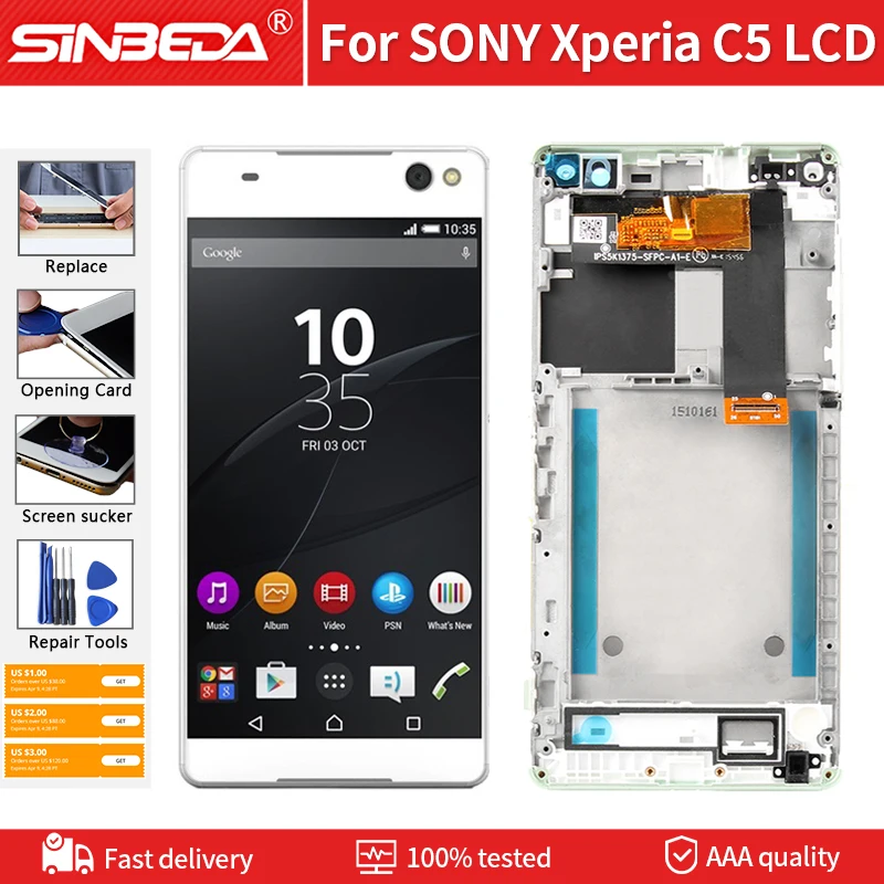 Оригинальный ЖК-дисплей 6 0 дюйма для SONY Xperia C5 Ultra E5506 E5533 E5563 дигитайзер сенсорного