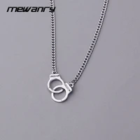 mewanry 925 sterling silver sweater necklace trend hiphop vintage party creative design handcuffs couples jewelry birthday gifts
