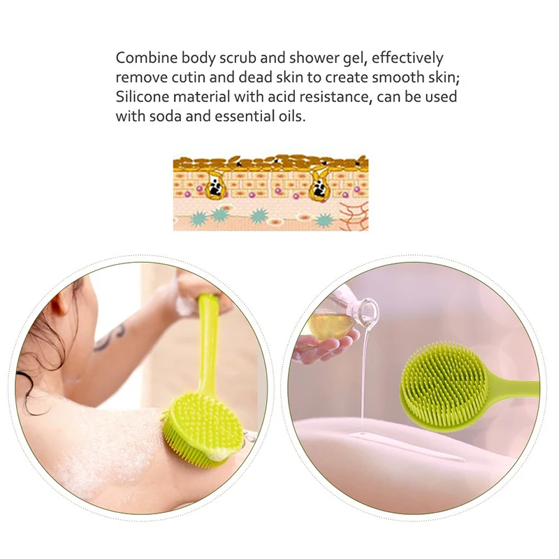 Силиконовая щетка для щетка-массажер ванной с длинной ручкой уход за кожей душа