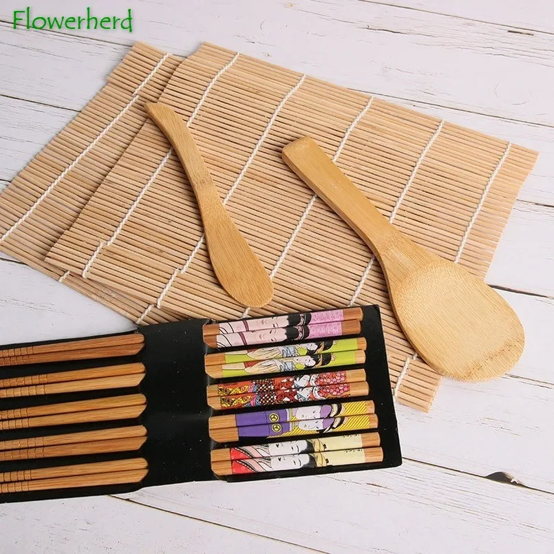 Палочки для еды ложка рулон суши набор водоросли рисовые покрытые бамбуковыми