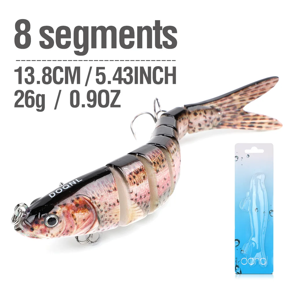 DONQL 8 Segment Crank Fishing Lure 13.8cm ArtificialSinking Wobblers Crankbait Plastic Hard Swimbait Bass Trout Fishing Lures - Цвет: 4098