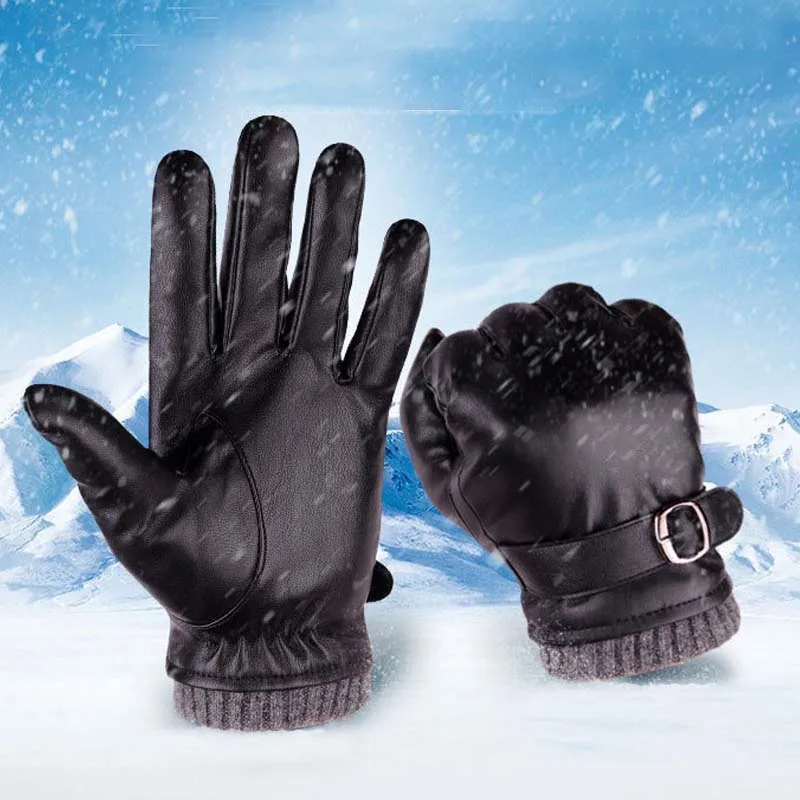 

Перчатки мужские для велоспорта, теплые ветрозащитные кожаные рукавицы для работы, для вождения, сенсорных экранов, Осень-зима