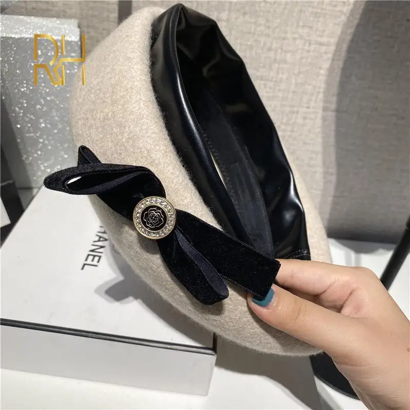 Женский винтажный шерстяной берет фетровая шляпа с бантом для церкви и