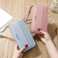 women long double zipper high capacity wallets female letter pu leather solid color coin purses ladies card holder clutch bag