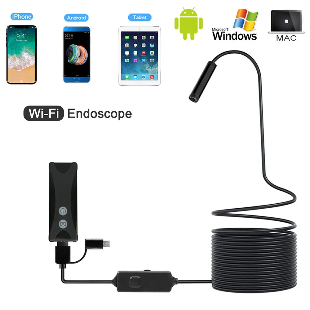Wifi эндоскоп 1200P HD 8 мм жесткий беспроводной бороскоп Camara nk для Android PC IOS камера
