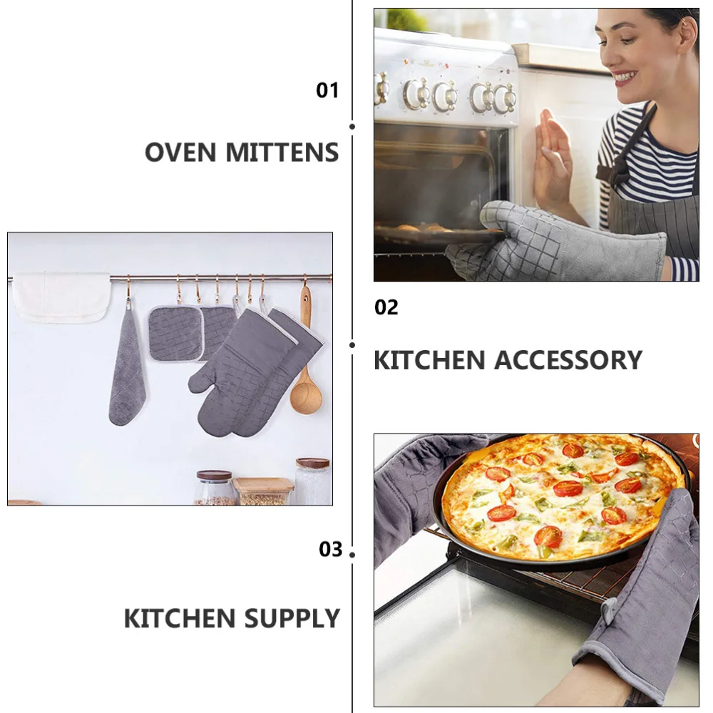 

1 Set/6pcs Microwave Heat Resistant Mitts Anti-scald Oven for Home