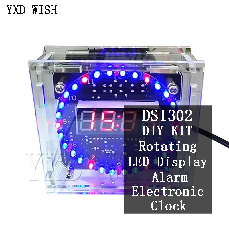 

DS1302 Rotating LED Display Alarm Electronic Clock Module DIY KIT LED Temperature Display For arduino DS1302 With Case